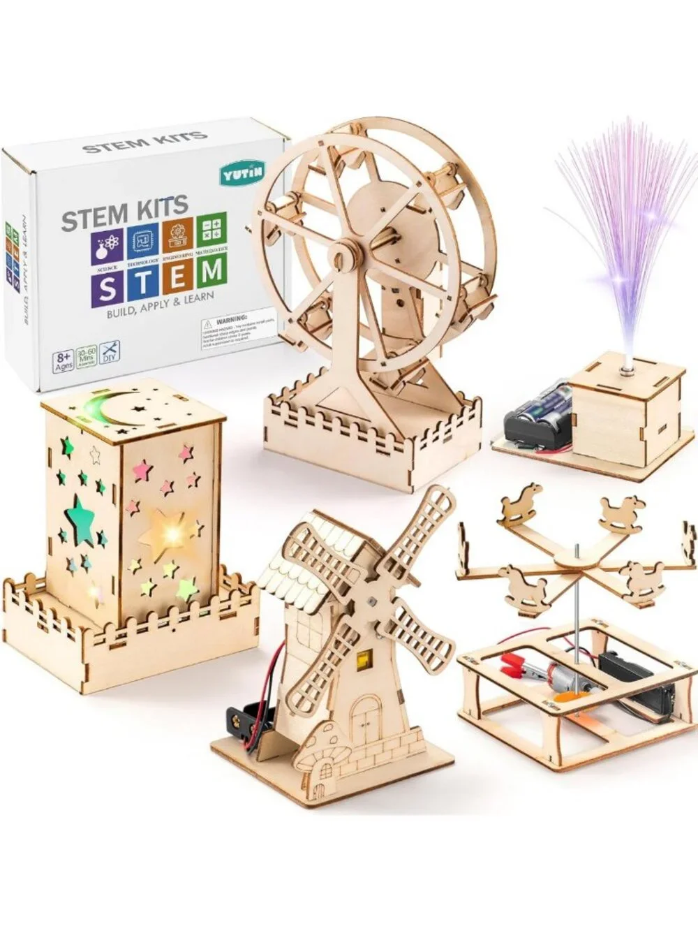 STEM Science Kits for Kids - 5 Wood Arts & Crafts Projects Ages 8-12